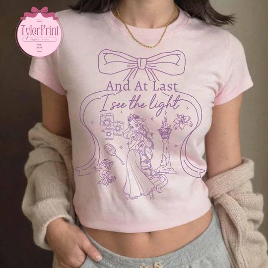 Watercolor Coquette Bows Disney Princess Baby Tee, Disney Girl Trip Croptop Women T-shirt, Princess Birthday Girl Shirt, Cinde Rapunzel