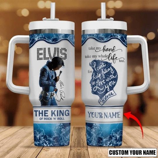 Custom Elvis Presley Tumbler 40oz, Elvis Rock N Roll Insulated Tumbler, Elvis Presley Merch Coffee Cup, Elvis Fan Gift,The King Tumbler