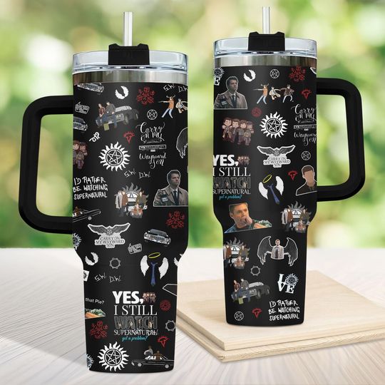 Supernatural Tumbler 40oz, Winchester Brothers Gift, Supernatural Merchandise, Sam Winchester Coffee Tumbler, Dean Winchester Tumbler