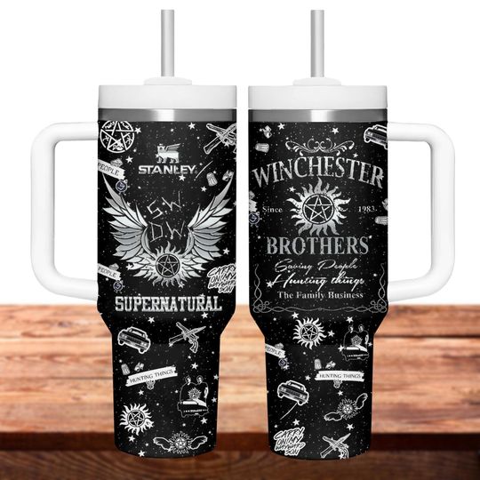 Supernatural Tumbler 40oz, Sam And Dean Insulated Tumbler, Dean Winchester Tumbler Cup, Winchester Brother Tumbler, Gift For Him Her