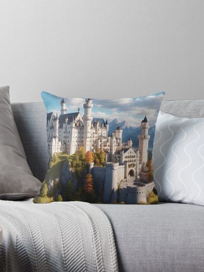 Schloss Neuschwanstein, the real Sleeping Beauty Castle Pillow