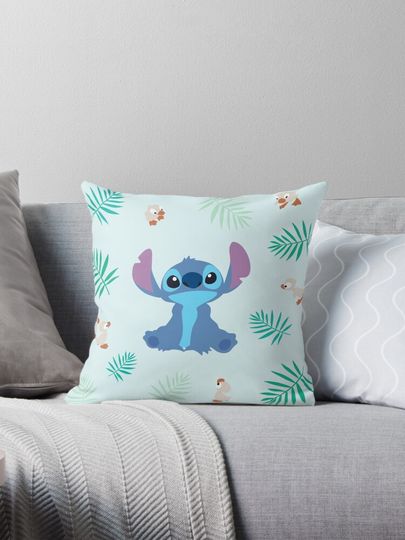 Stitch with ducks palm tree leaf pattern  Pillow