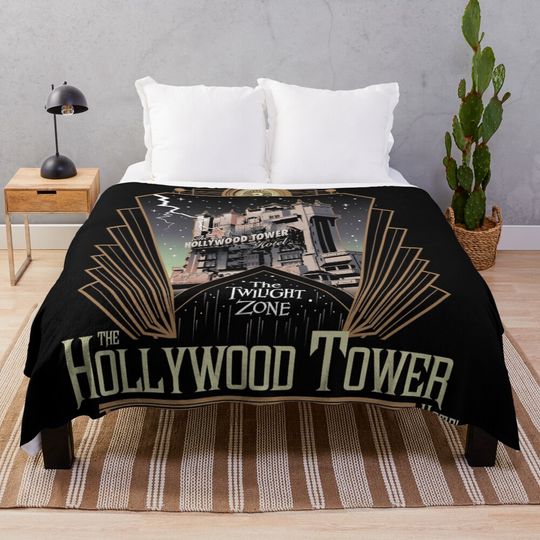 Twilight Zone Tower of Terror Hollywood Tower Hotel Shirt Design Throw Blanket