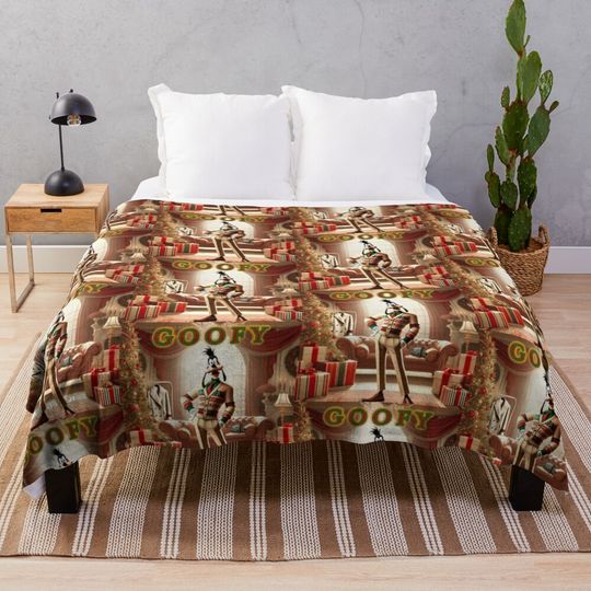 Goofy Dog Holiday Chic – Christmas Cartoon Disney Fashion Parody Throw Blanket
