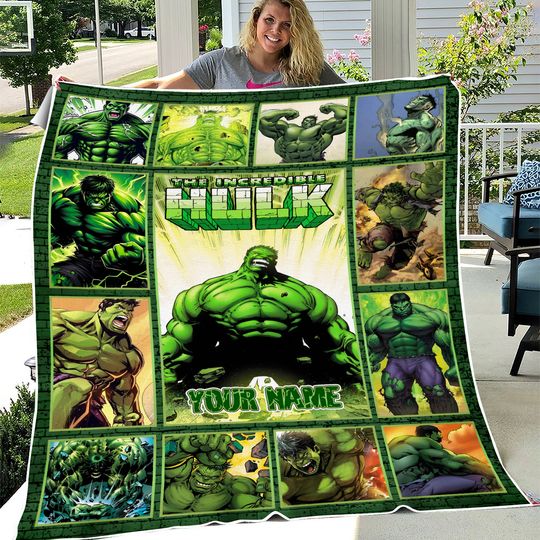 Personalized The Incredible Hulk Blanket/Superhero Hulk Fleece Blanket/Avengers Superhero Blanket/Custom Name Superhero Blanket
