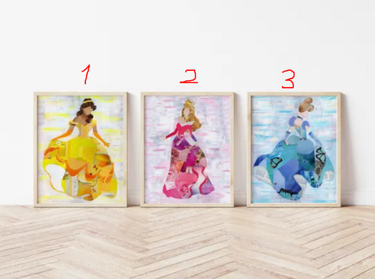 Princess wall art , Belle Aurora Cinde Princess wall decor Girls princess room Princess nursery Princess art room Fairytale Print