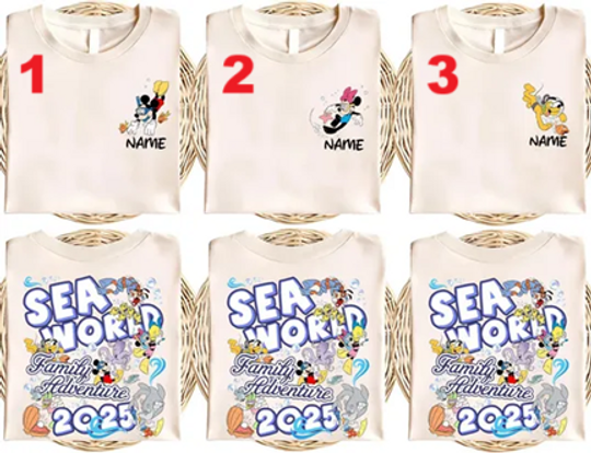 Disney Sea World Custom Family Adventure 2025 Shirt, Mickey and Friends T-shirt, Sea World shirt, Sea World Family Adventure Shirt