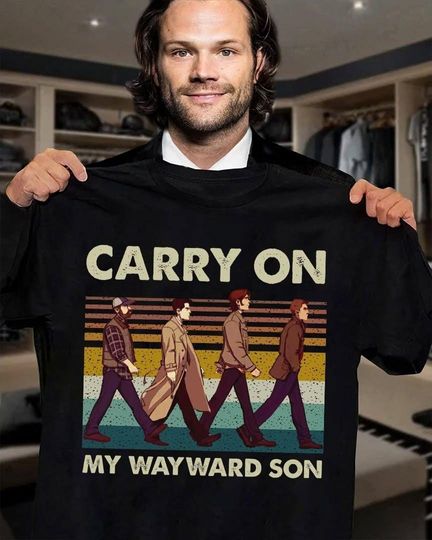 Supernatural Carry On My Wayward Son Shirt, Abbey Road Shirt, Supernatural Shirt, Winchester Brothers Shirt, Sam And Dean Shirt