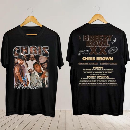 Discover Chris Brown 2025 Tour T Shirt, Chris Brown Concert, Chris Brown Breezy Bowl XX Tour 2025 Tee, Chris Brown Tour Shirt, Chris Brown Gift Fan