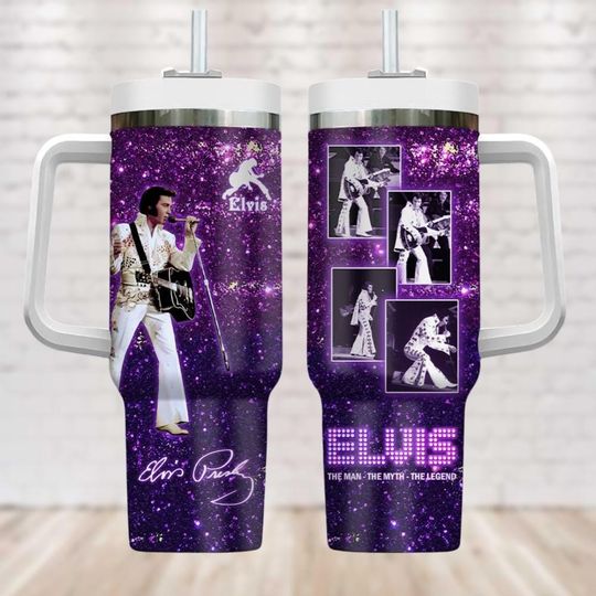 Elvis Presley Tumbler 40oz, Elvis The King Of Rock Insulated Tumbler, Rock N Roll Tumbler Cup, Elvis Presley Merch, Gift For Elvis Fan