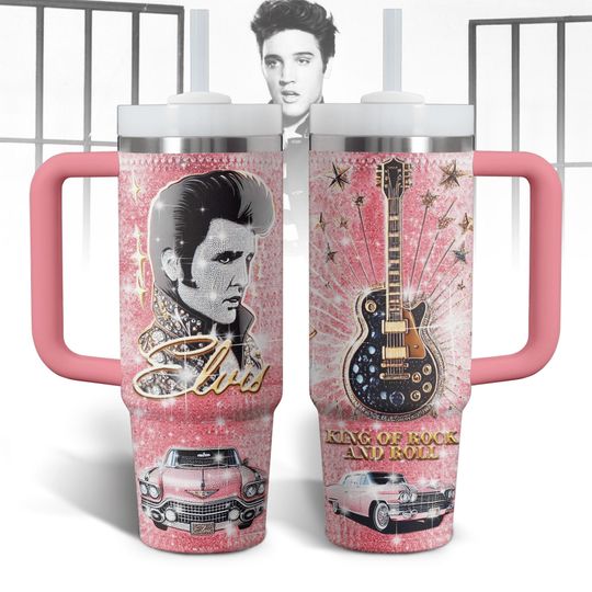 Elvis Presley 40oz Tumbler, King Of Rock And Roll Insulated Tumbler, The King Stainless Tumbler, Gift For Elvis Fan, Tumbler For Women