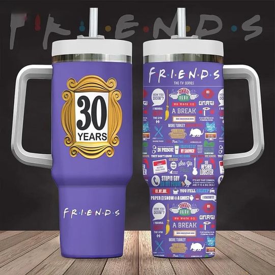 Friends Show 40oz Tumbler, 30th Anniversary Chandler Monica Rachel Joey Tumbler, Central Perk Tumbler Cup, Gift For Her