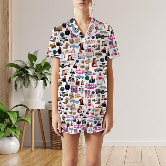 Wallen Western short pajamas set, Wallen Western pajamas, Wallen Western family holiday pajamas set