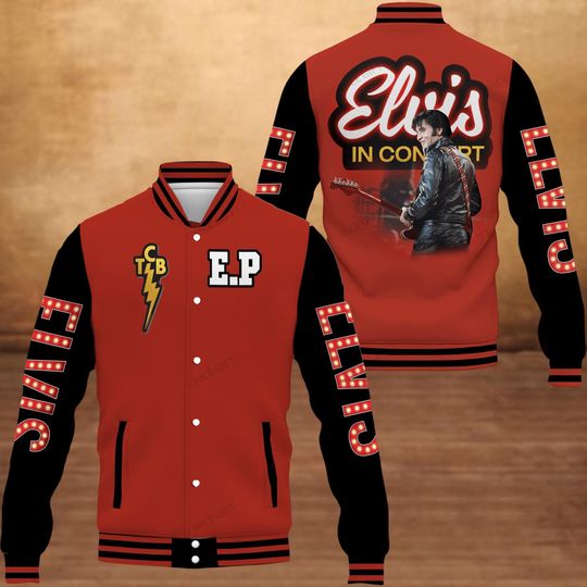 Vintage Elvis Presley Baseball Jacket, Elvis Jacket Shirt, King Of Rock And Roll Shirt, Elvis Streetwear Jacket, Music Tour Merch