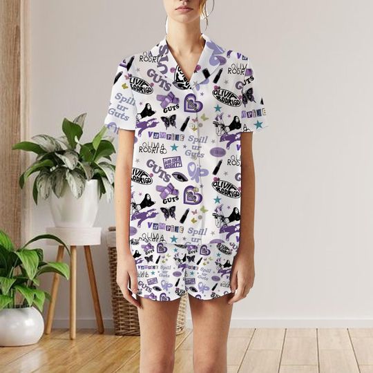 Olivia Rodrigo Shorts Pajamas Set, GUTS album Olivia Tour Pajamas Set, Good 4 U, Olivia Rodrigo Guts 2024, Olivia GUTS Track List Set