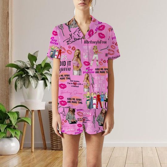 Britney Spears Shorts Pajamas Set, Britney Spears Pajamas, Family Pajamas Set