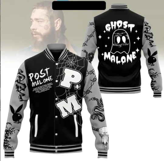 Post Malone Ghost Malone Halloween Baseball Jacket