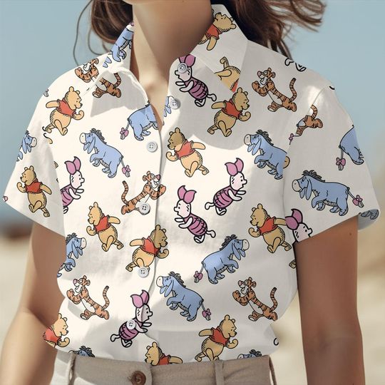 Disney Pooh And Co 1926 Button Shirt, Pooh Piglet Eeyore Shirt And Shorts, Winnie The Pooh Shirt Women, Magic Kingdom Button Up Shirt