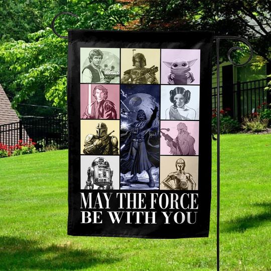 Star Wars May the Force Be with you Garden Flag, Disney Galaxy's Edge, The Mandalorian This is the way Flag, WDW Disneyland Flag
