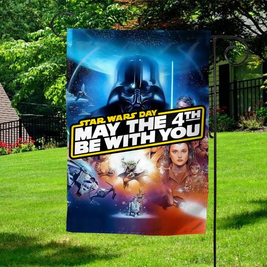 May The 4th Be With You Garden Flag, Star Wars Fan, May The Fourth Flag, Galaxy's Edge Flag, Gift For Star Wars Fan, Star Wars Day