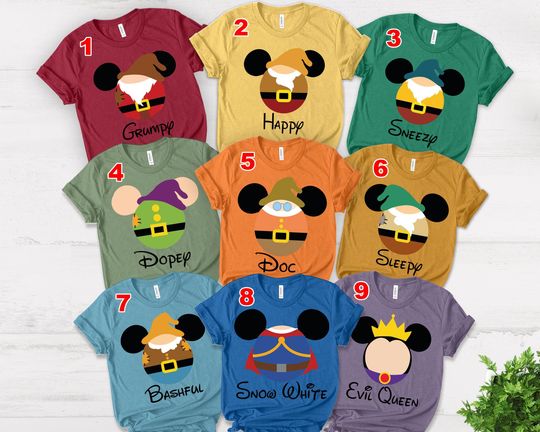 Seven Dwarfs Group Matching Shirt/Seven Dwarfs Shirt/7 Dwarfs Group Shirt/7 Dwarfs Family Halloween Shirt/7 Dwarfs Shirts