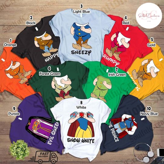 Seven Dwarfs Custome Shirts, Matching 7 Dwarf Group Shirt, 7 Dwarfs Shirt, Family Matching Shirt, 7 Dwarf Costume Group Shirt
