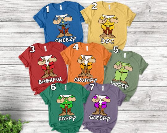 Seven Dwarfs Group Matching Shirt/Seven Dwarfs Shirt/7 Dwarfs Group Shirt/7 Dwarfs Family Halloween Shirt/7 Dwarfs Shirts