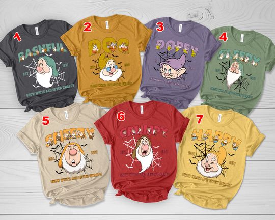 Seven Dwarfs Halloween Shirts,Disney Family Halloween, Snow White & Seven Dwarfs,Trick Or Treat Shirt,Halloween Group Matching Shirts