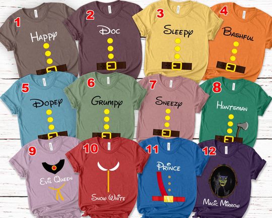 Seven Dwarfs Shirts, Disney Group Shirt, Disney Family Birthday Shirt, Snow White Happy Tee, Disney Trip Shirt, 7 Dwarfs Shirt