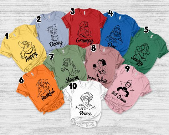Seven Dwarfs Group Matching Shirt/Seven Dwarfs Shirt/7 Dwarfs Group Shirt/7 Dwarfs Family Halloween Shirt/7 Dwarfs Shirts