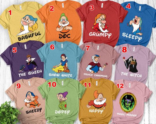 Seven Dwarfs Tee, Disney Group Tee, Disney Family Tee, Snow White Happy Tee, Disney Birthday Shirt, Disney Trip Shirt, 7 Dwarfs Shirt
