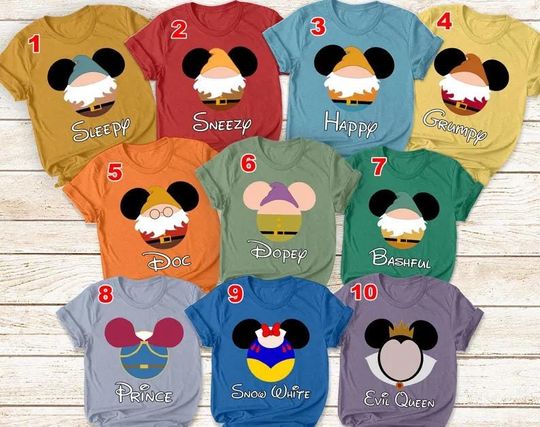 Seven Dwarfs Shirt, Seven Dwarfs,7 Dwarfs Mickey Head Shirt,Birthday Party Shirt,Disneyland Group Shirt, Snow White,Disney Family Trip Shirt