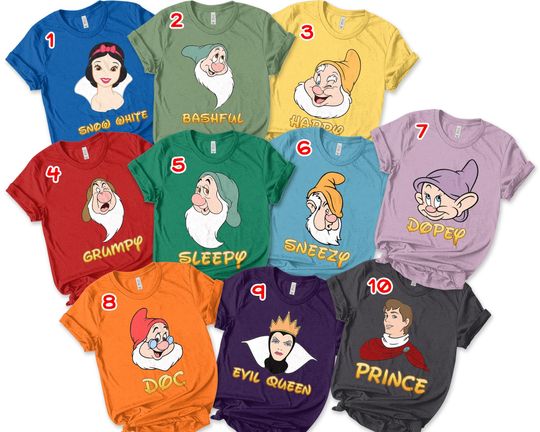 Snow white and the seven dwarfs shirts, Disney group matching shirts, Disney family vacation shirts, Disney trip shirts
