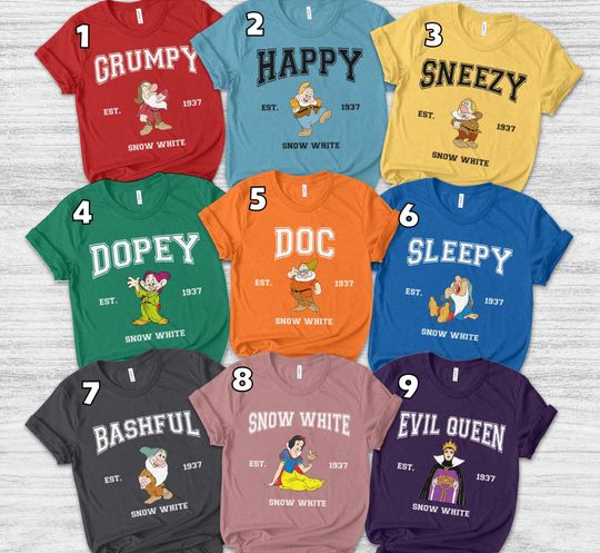 Seven Dwarfs Shirts, Seven Dwarfs, Disney Group Shirts, 7 Dwarfs Snow White Shirt, Disney Family Shirts, Disney Family Vacation Shirt