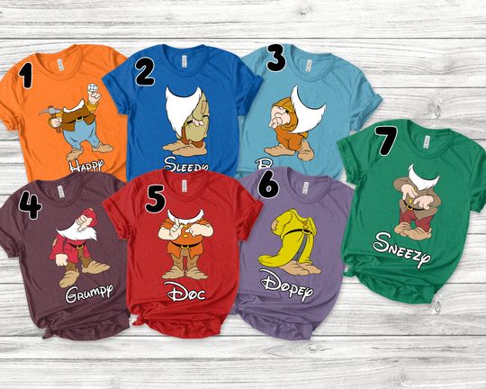 Seven Dwarfs Group Matching Shirt/Seven Dwarfs Shirt/7 Dwarfs Group Shirt/7 Dwarfs Family Halloween Shirt/7 Dwarfs Shirts