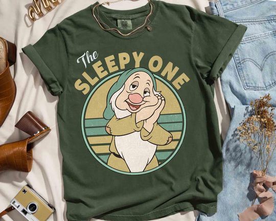 Retro 90s Vintage The Sleepy One T-shirt, Disney Snow White And Seven Dwarfs Matching Tee, Disneyland Family Holiday Vacation 2025 Gift