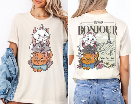 Disney The Aristocats Bonjour Shirt, Aristocats Friends Shirts, Disneyland Paris Family Trip Tees, Marie Berlioz Toulouse T-Shirt, Cat Lover