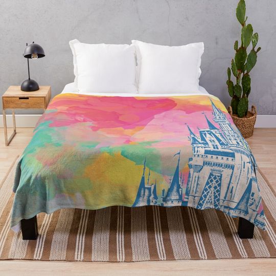 Magic Castle Watercolor II Throw Blanket