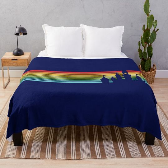Retro Castle Stripes Throw Blanket