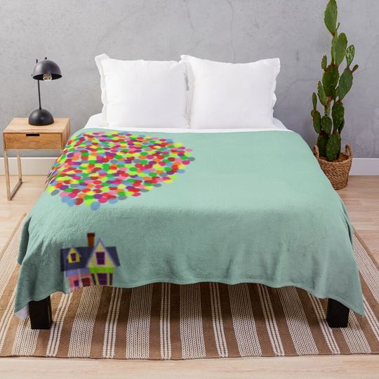house with balloons Throw Blanket