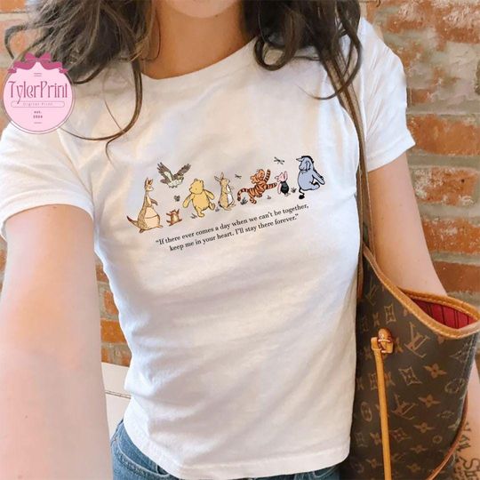 Retro Winnie The Pooh And Friends Baby Tee Crop Top, Disney Pooh Shirt, Winnie The Pooh Shirt, Disney Family Shirt, Tigger Piglet Eeyore Owl