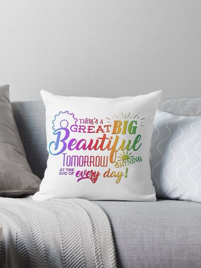 Great Big Beautiful Tomorrow - rainbow edition, Carousel of Progess Tomorrowland design Pillow