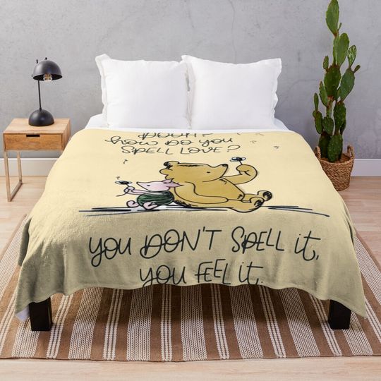 "How Do You Spell Love?" - Winnie the Pooh Quote Throw Blanket