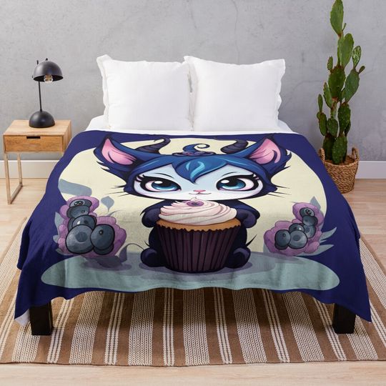 Blueberry M Cat Throw Blanket