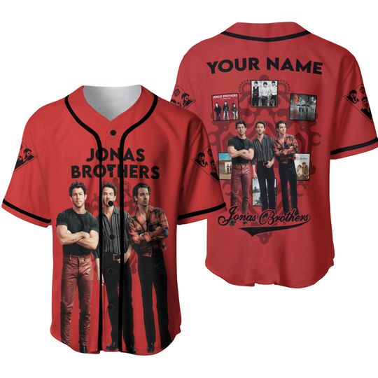 Personalized Jonas Brothers The Tour 2023 Pop Rock Band Red, Custom Baseball Jersey Shirt
