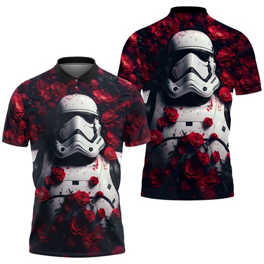 Star Wars Stormtrooper Red Roses Disney Golf Polo Shirt