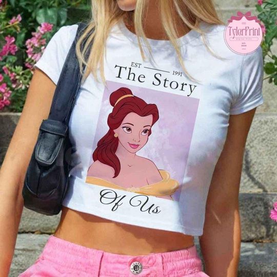 The Story of Us Disney Princess Belle Baby Tee, Tale As Old As Time Beauty and the Beast Girl's Trip, WDW Disneyland Princess Tee