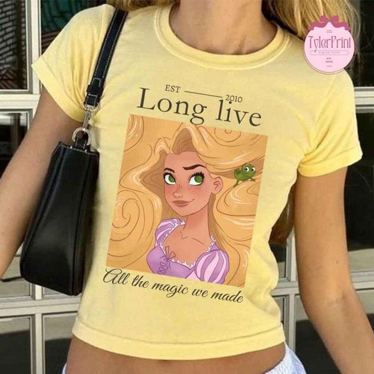 Long Live All The Magic We Made Disney Princess Rapunzel Baby Tee, Meet me at Midnight Cinde Disney Girl Trip Womens Croptop