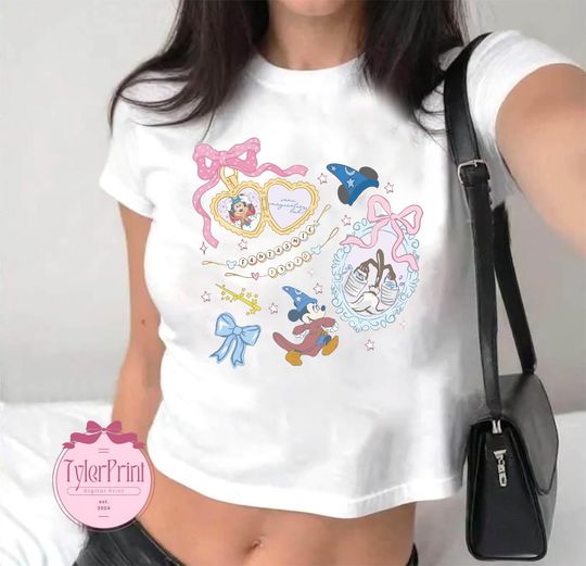 Coquette Bows Retro Disney Fantasia Movie Baby Tee, Fantasia Sorcerer Mickey shirt, Fantasmic Tee, Disney Trip Tee, Mickey Some Imagination