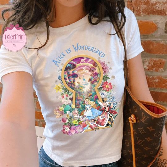 Vintage Alice In Wonderland Baby Tee, Disney Alice Tee, Princess Alice Shirt, Alice In Wonderland Flowers Tee, Disney Girls Trip